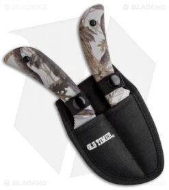 Schrade Old Timer Snowblind Camo Fixed Blade Hunting Knife Combo Set (2 Piece) -Sharp Knife World Old Timer Snowblind Camo 2 Piece Set 1085928 BHQ 87011 jr sheath