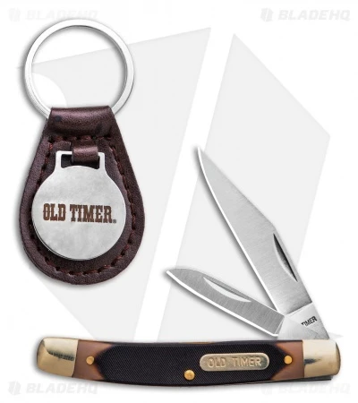 Old Timer Traditional Pocket Knife/Leather Keychain Set 3 Old Timer Traditional Pocket Knife/Leather Keychain Set