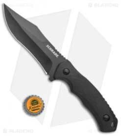 Schrade Steel Driver Clip Point Fixed Blade Knife Black G-10 (5" Black AUS-8) -Sharp Knife World Schrade Black Mod DP Fixed AUS 8 G 10 Black BHQ 125129 jr bottlecap