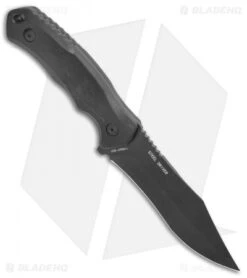 Schrade Steel Driver Clip Point Fixed Blade Knife Black G-10 (5" Black AUS-8) -Sharp Knife World Schrade Black Mod DP Fixed AUS 8 G 10 Black BHQ 125129 jr spine