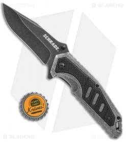 Schrade Blackwash Liner Lock Knife (3.25" Black SW) SCH507 -Sharp Knife World Schrade Blackwash LL Black SW SCH507 BHQ 61961 jr bottlecap