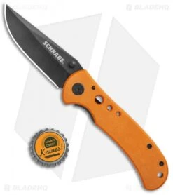 Schrade SCH1110 Liner Lock Folding Knife Orange (3.2" Black) -Sharp Knife World Schrade Folder Orange Black BHQ 77365 jr bottlecap