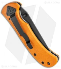 Schrade SCH1110 Liner Lock Folding Knife Orange (3.2" Black) -Sharp Knife World Schrade Folder Orange Black BHQ 77365 jr side