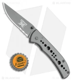 Schrade Folding Knife Frame Lock Knife Stainless Steel (2.625" Gray) -Sharp Knife World Schrade Folder Part Serrated SCH50SCP BHQ 111761 LS Bottlecap