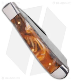 Schrade Imperial Trapper Knife 3.5" Amber Swirl IMP15T -Sharp Knife World Schrade Imperial Trapper Amber Swirl SS BHQ 22121 jr side