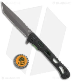 Schrade Inert Tanto Liner Lock Knife Black Aluminum (3.5" Gray Serr) -Sharp Knife World Schrade Inert CLR Tanto LL Black Aluminum Gray Serr BHQ 140099 jr bottlecap