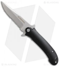 Schrade Liner Lock Knife Black Al (3.5" Bead Blast Serr) SCH223S