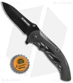 Schrade Liner Lock Knife Black Al (3.5" Black) SCH508 7 Schrade Liner Lock Knife Black Al (3.5" Black) SCH508 -Sharp Knife World Schrade LL Black Alum Black SCH508 BHQ 61962 jr bottlecap