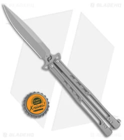 Schrade Alpha Alkemyst Balisong Butterfly Knife Stainless Steel (4.5" BB) -Sharp Knife World Schrade Manilla Folder Butterfly SS SW BHQ 140059 jr bottlecap
