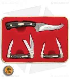 Schrade Old Timer Sharpfinger 3-Piece Knife Set Burl Wood W/Gift Tin 1130040 -Sharp Knife World Schrade OT Wood Sharpfinger 3 Piece Set BHQ 116719 jr bottlecap