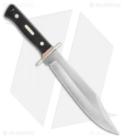 Schrade Old Timer Bowie Fixed Blade Knife Black/Tan (10" Satin) 7 Schrade Old Timer Bowie Fixed Blade Knife Black/Tan (10" Satin) -Sharp Knife World Schrade Old Timer Bowie 1130045 BHQ 116098 LS Spine