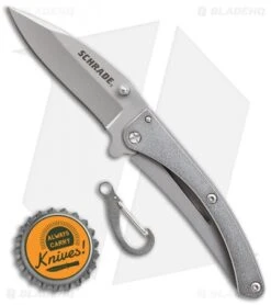Schrade Pocket Protector Frame Lock Knife Gray (2.5" Bead Blast) 7 Schrade Pocket Protector Frame Lock Knife Gray (2.5" Bead Blast) -Sharp Knife World Schrade Pocket Protector FL Gray BB SCH222G BHQ 61933 jr bottlecap