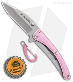 Schrade Pocket Protector Frame Lock Knife Pink (2.5" Bead Blast) -Sharp Knife World Schrade Pocket Protector FL Pink BB SCH222P BHQ 61934 jr bottlecap 1