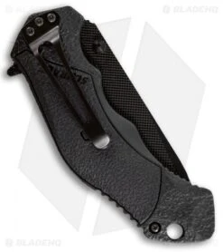 Schrade SCHA4BTS Tanto Spring Assisted Knife (3.375" Black Serr) -Sharp Knife World Schrade SCHA4BTS Tanto SA Black Serr BHQ 21922 jr side 2