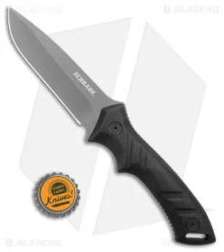 Schrade SCHF31 Drop Point Fixed Blade Knife Black TPE (4.5" Gray) -Sharp Knife World Schrade SCHF31 DP Fixed Blade Black TPE Gray BHQ 28765 jr bottlecap