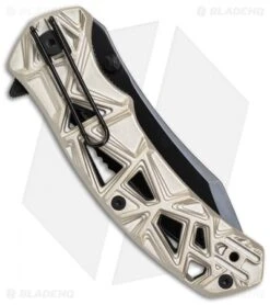 Schrade Shizzle MAGIC Spring Assisted Knife Champagne (3.375" Black Serr) -Sharp Knife World Schrade Shizzle MAGIC SA Champagne Black Serr SCHA11CS BHQ 61994 jr side clip