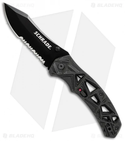 Schrade Shizzle MAGIC Spring Assisted Knife Black (3.375" Black Serr) 3 Schrade Shizzle MAGIC Spring Assisted Knife Black (3.375" Black Serr)