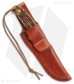 Schrade Uncle Henry Pro Hunter Fixed Blade Knife Brown Staglon (3.625" Satin) -Sharp Knife World Schrade Uncle Henry Pro Hunter Brown Staglon Satin BHQ 62070 er sheath