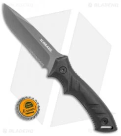 Schrade Full Tang Fixed Blade Knife Black TPE (4.5" Gray Serr) SCHF31S -Sharp Knife World Schrade full tang black TPE gray serr SCHF31S BHQ 62023 er size