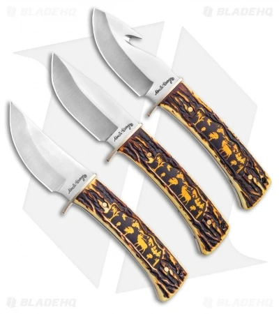 Uncle Henry 3 Piece Elk Fixed Blade Knife Set 3 Uncle Henry 3 Piece Elk Fixed Blade Knife Set