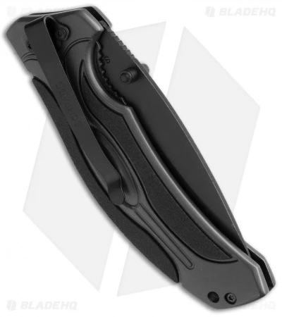 Schrade Drop Point Liner Lock Knife (3.625" Black Serr) SCH205S 4 Schrade Drop Point Liner Lock Knife (3.625" Black Serr) SCH205S - Image 2
